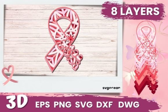 Breast Cancer Awareness SVG: 3D Shapes for Design