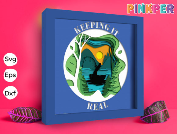 Fishing Man Papercut Light Box: 3D SVG for Shadow Boxes