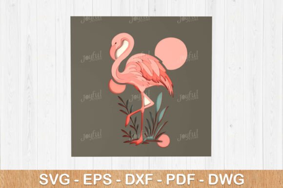 Layered Flamingo Sunset SVG Art: 3D SVG for Other Brands