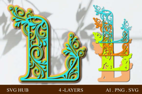 Layered Floral Letter L: 3D SVG Shapes Review