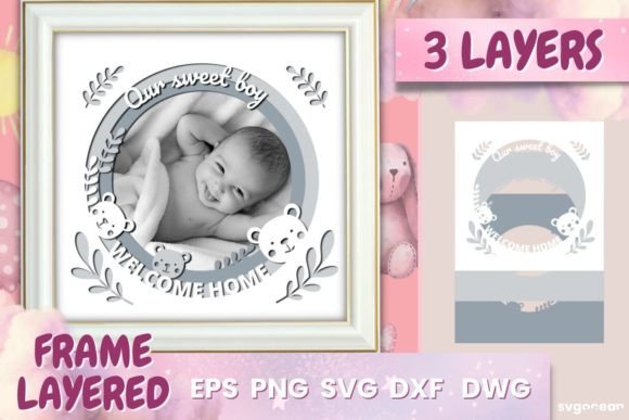 Layered Photo Frame Printable Svg for 3D SVG Shadow Boxes