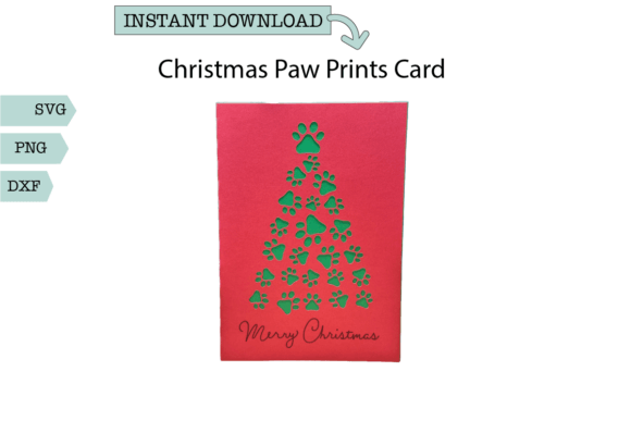 Paw Print Christmas Tree 3D SVG for Holiday Cards
