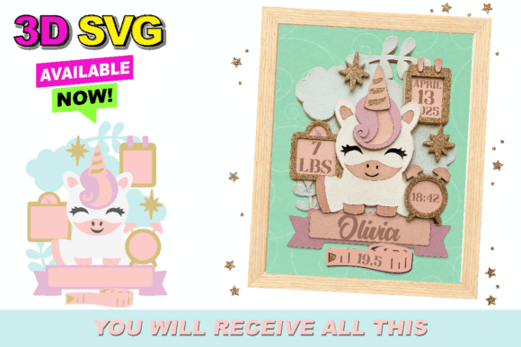 Unicorn Birth Stats: 3D SVG for Baby Branding